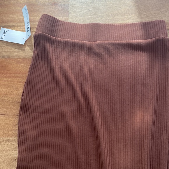 Bar Iii Womens Button Detail Rib Knit Skirt Brown Size Large main image 0
